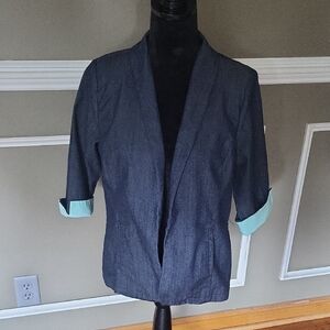 Stylish Blue Blazer with Rolled Sleeves